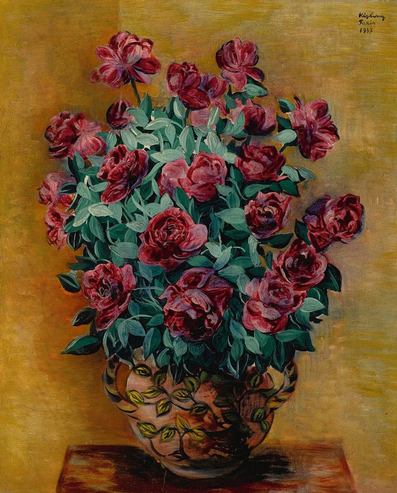 ROSES ROUGES DANS UN VASE by Moïse Kisling
