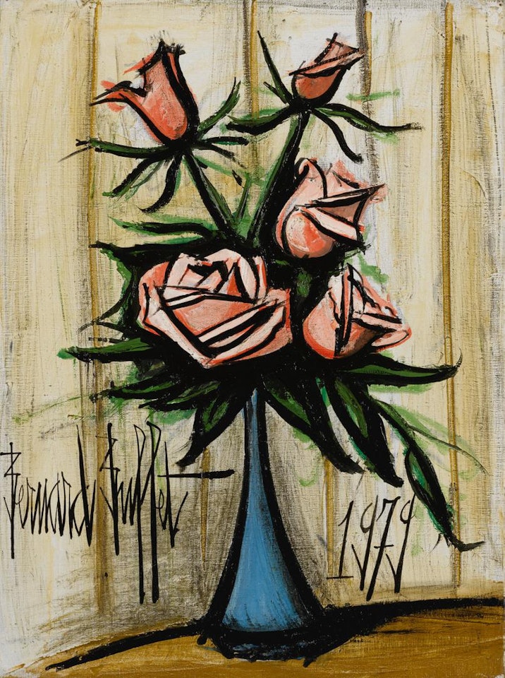 ROSES ROSES AU VASE BLEU by Bernard Buffet