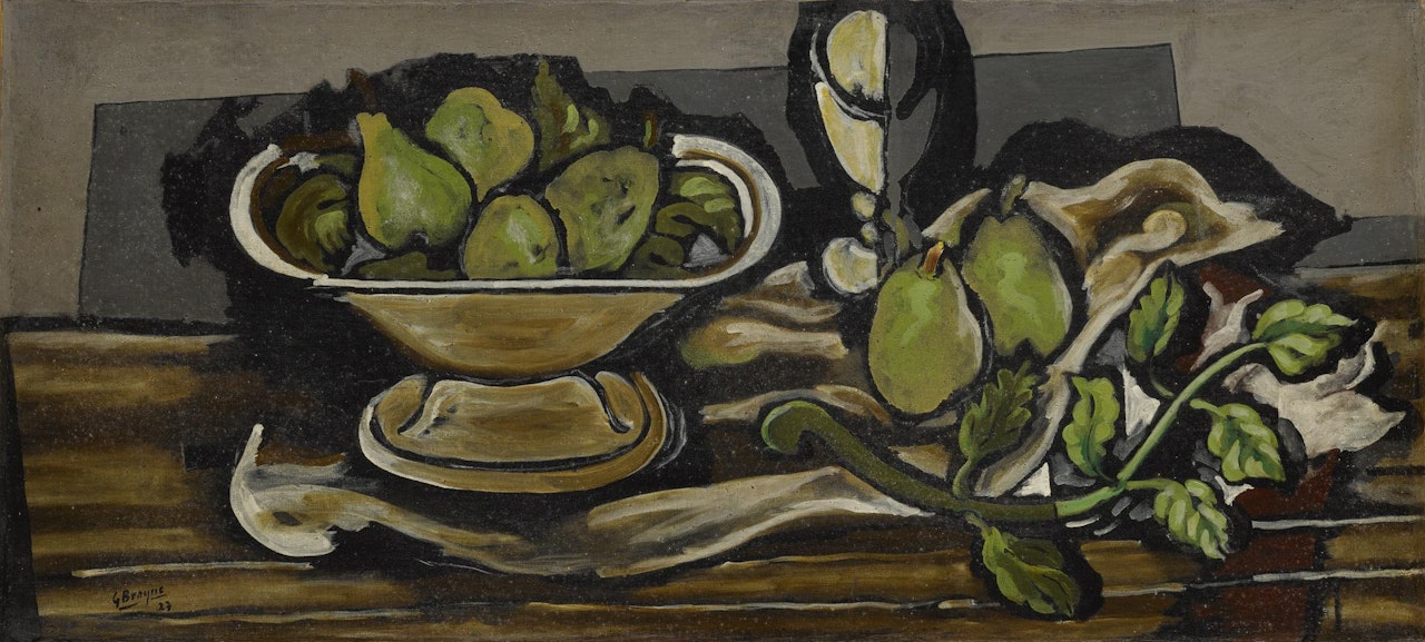 COMPOTIER, FRUITS, VERRE ET BRANCHE by Georges Braque