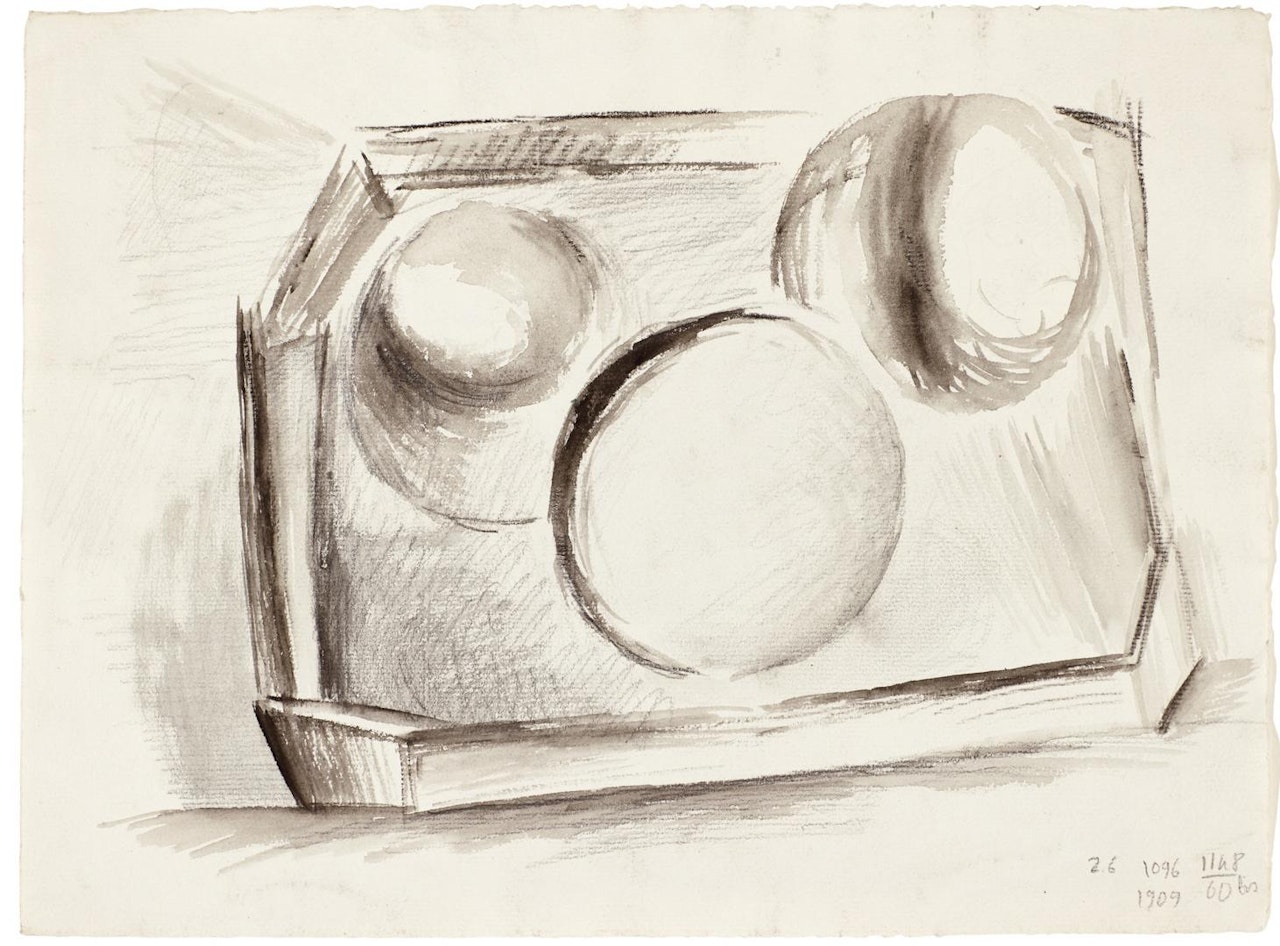 TROIS POMMES SUR UN PLATEAU & COMPOSITION ABSTRAITE (A DOUBLE-SIDED WORK) by Pablo Picasso