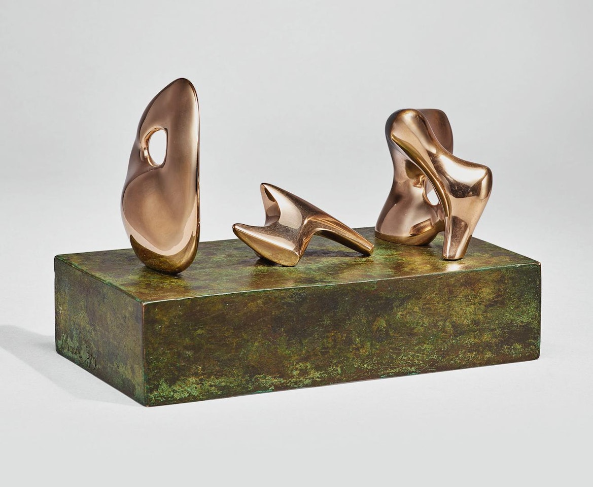 THREE PIECE RECLINING FIGURE: MAQUETTE NO. 2: POLISHED by Henry Moore