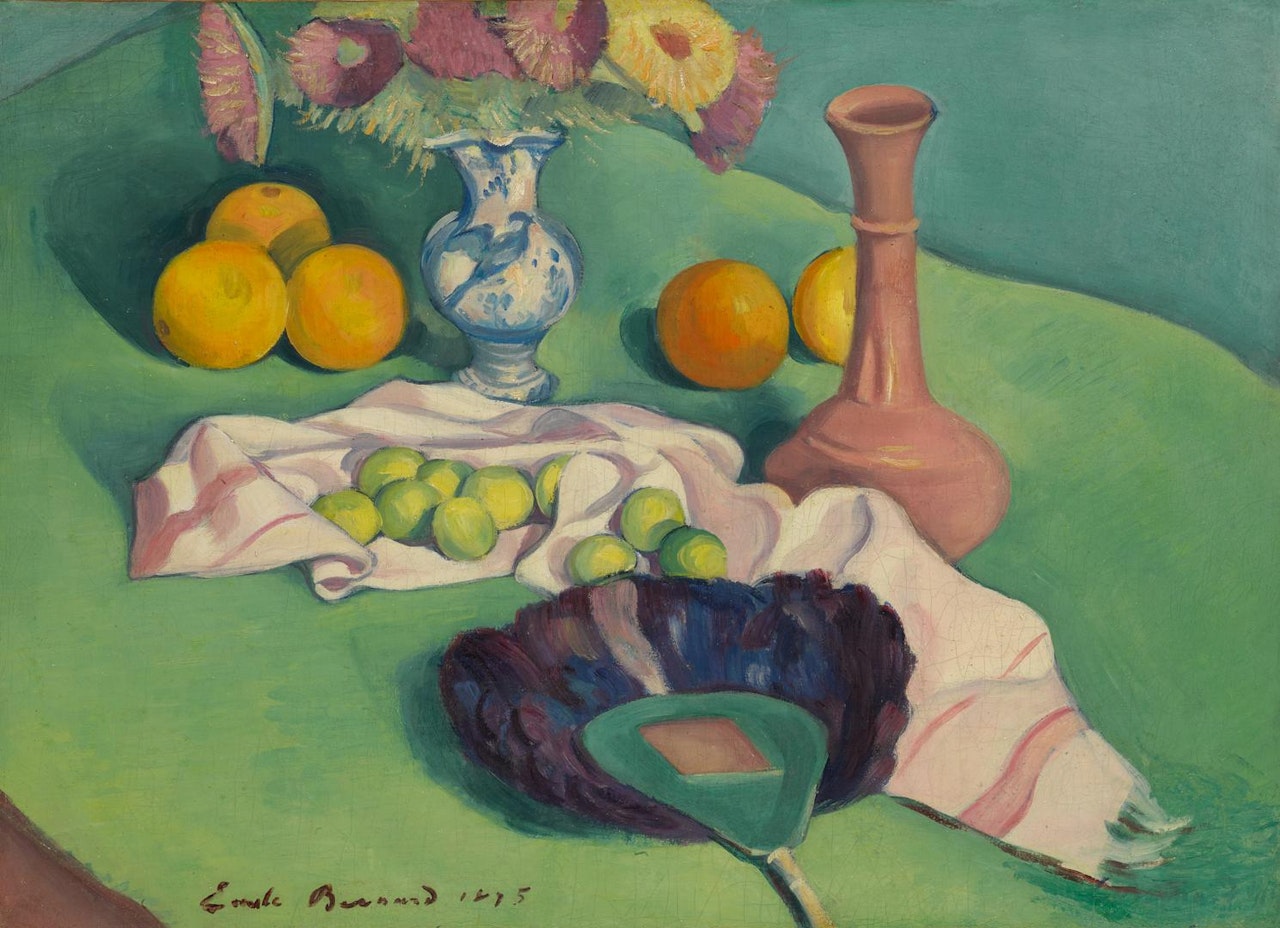 NATURE MORTE AUX ORANGES À L'ÉVENTAIL by Emile Bernard