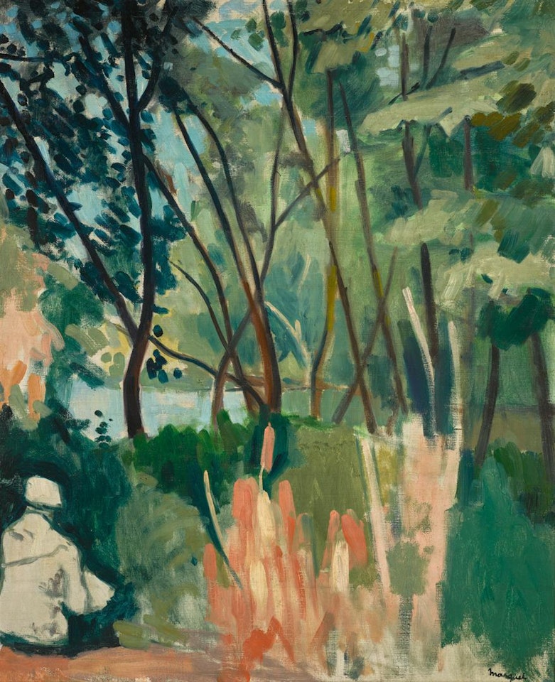 FEMME ASSISE SOUS LES ARBRES À SAMOIS by Albert Marquet