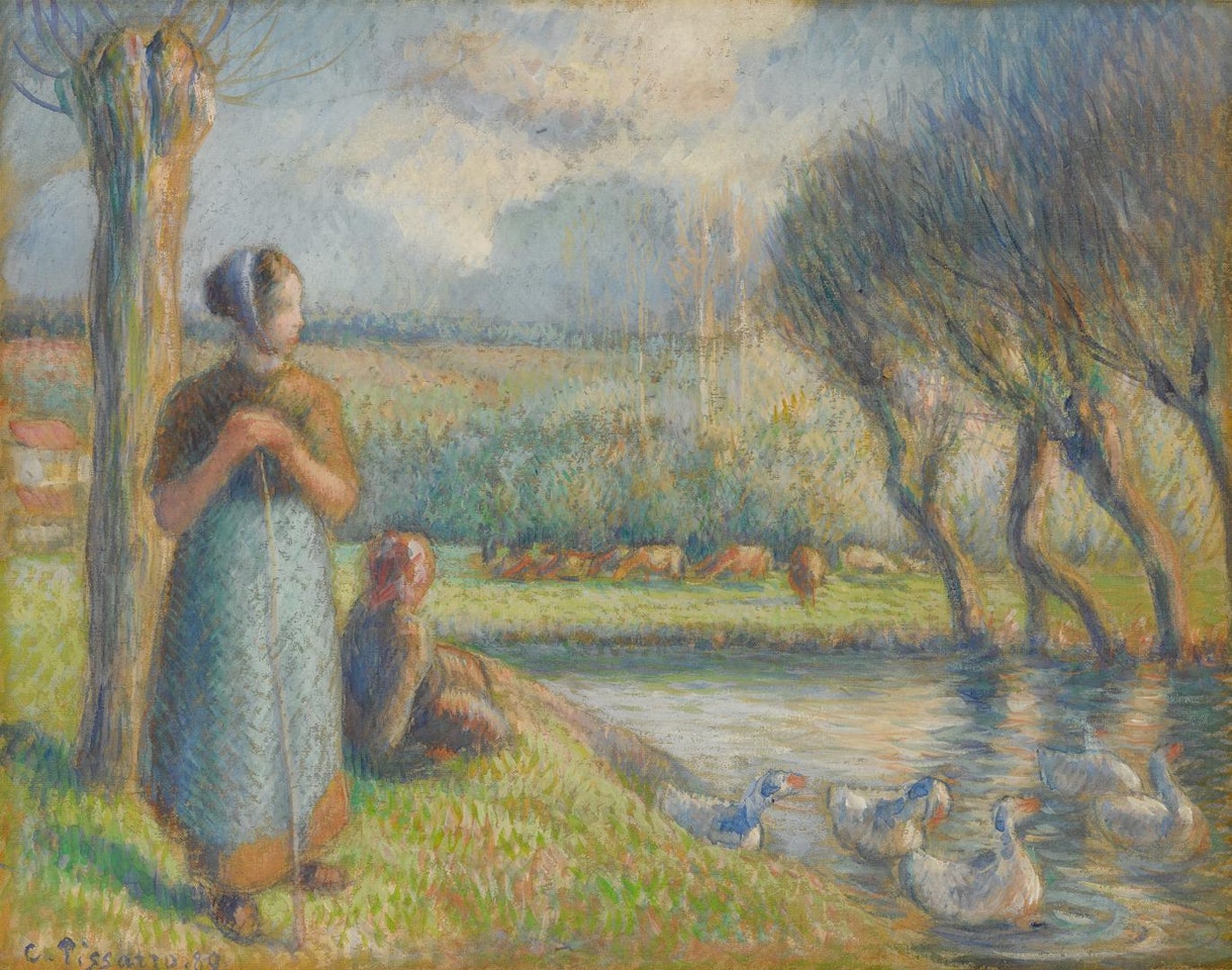GARDEUSE D'OIES AU BORD DE L'EPTE by Camille Pissarro