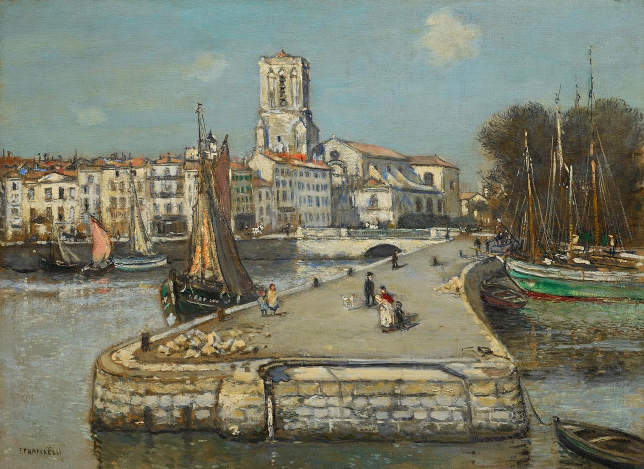 A SUNLIT PORT by Jean Francois Raffaelli