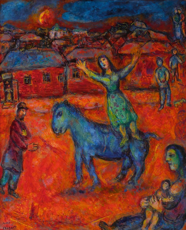 AU VILLAGE ROUGE by Marc Chagall