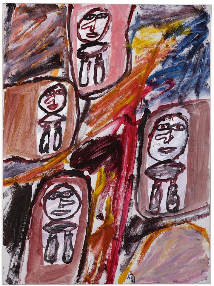 SITE AVEC 4 PERSONNAGES by Jean Dubuffet
