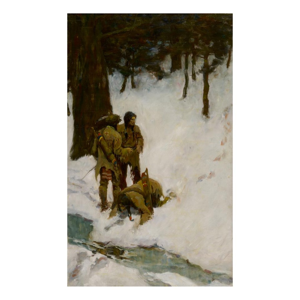 UNTITLED (THREE INDIANS AT A STREAM IN SNOWY WOODS) by Newell Convers Wyeth