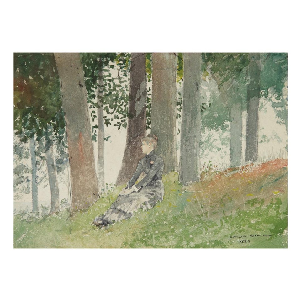 GIRL SEATED IN A GROVE by Winslow Homer
