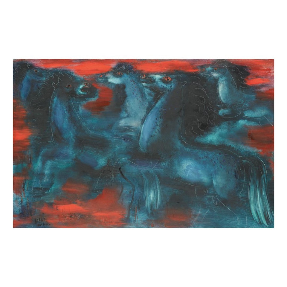 THE BLUE HORSES by Reuven Rubin