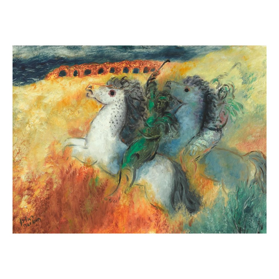 HORSES IN CAESAREA by Reuven Rubin