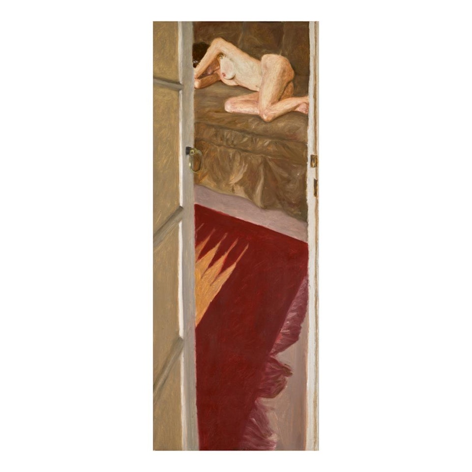 SLEEPING NUDE AND INDIAN RUG by Avigdor Arikha