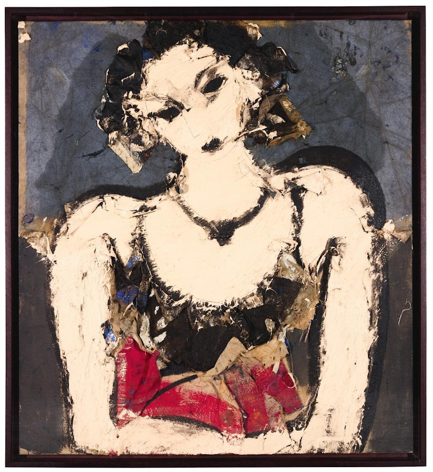 CLAUDETTE SOBRE FONDO GRIS by Manolo Valdés