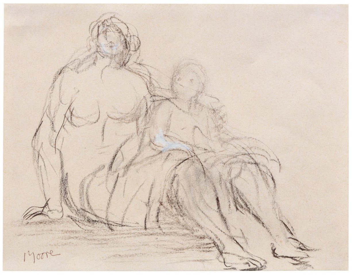 SEATED MOTHER AND CHILD I by Henry Moore