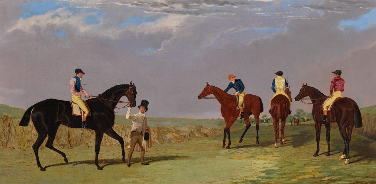 The Start of the Doncaster Gold Cup, 1825: Lottery, Longwaist, Cedric and Figaro all with jockey up by John Frederick Herring