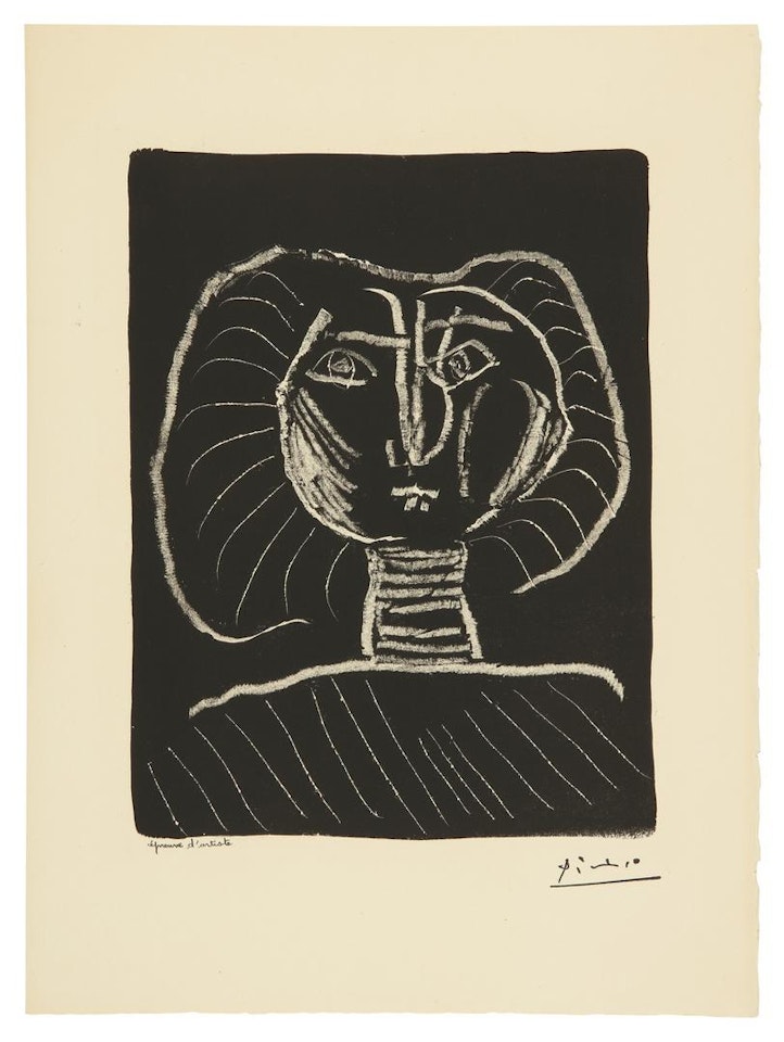 TÊTE DE FEMME FOND NOIR (B. 376; M. 2) by Pablo Picasso