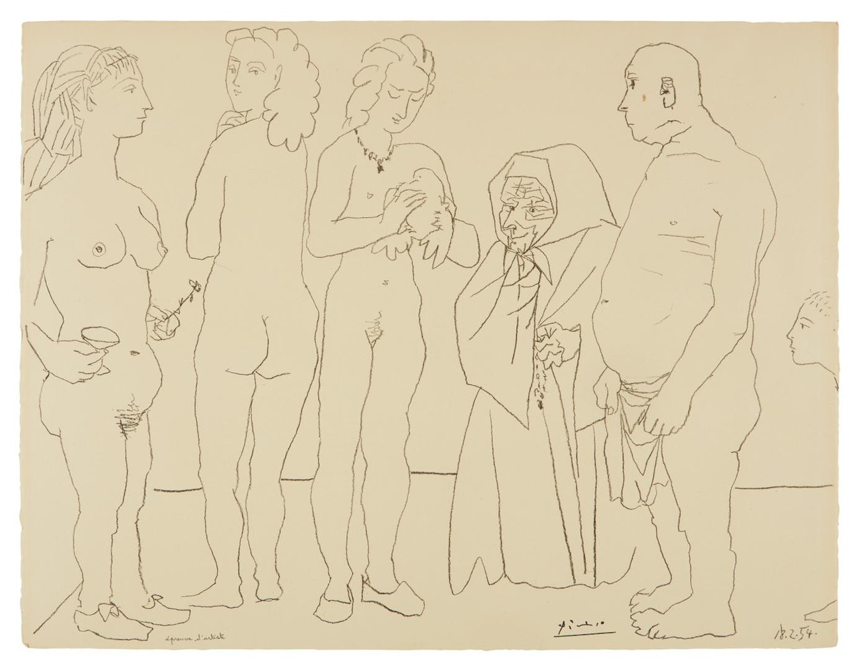 PERSONNAGES ET COLOMBE (B. 758; M. 254) by Pablo Picasso