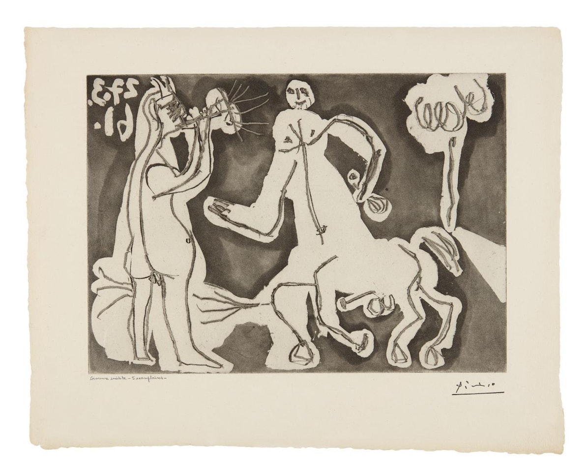 CENTAURE ET FAUNE FLÛTISTE (BA. 1090) by Pablo Picasso