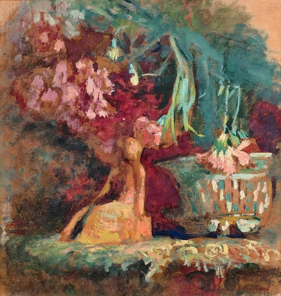 Carnations and statuette by Édouard Vuillard