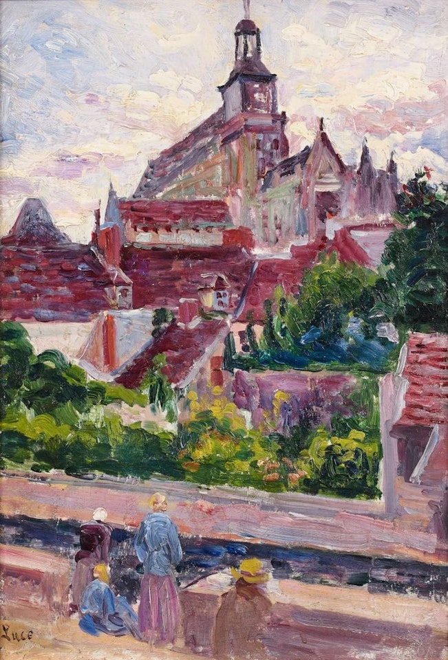 Gisors cathedral, view from the Fossé-aux-Tanneurs (Study for the cathedral) by Maximilien Luce