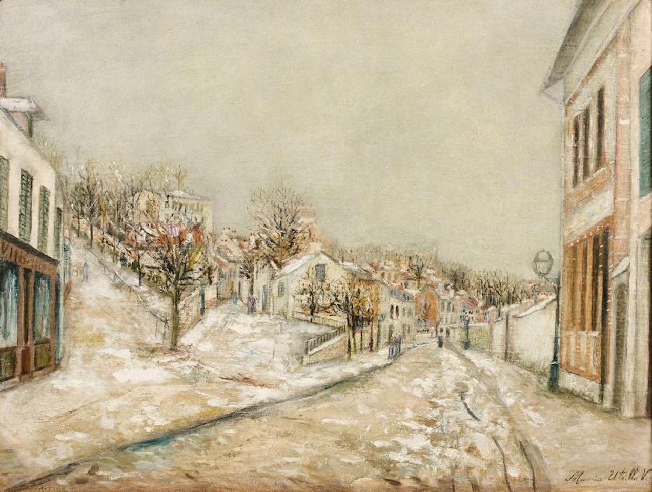Streets of the Coast, Victor-Hugo and the Town Hall in Conflans-Sainte-Honorine (Yvelines) by Maurice Utrillo