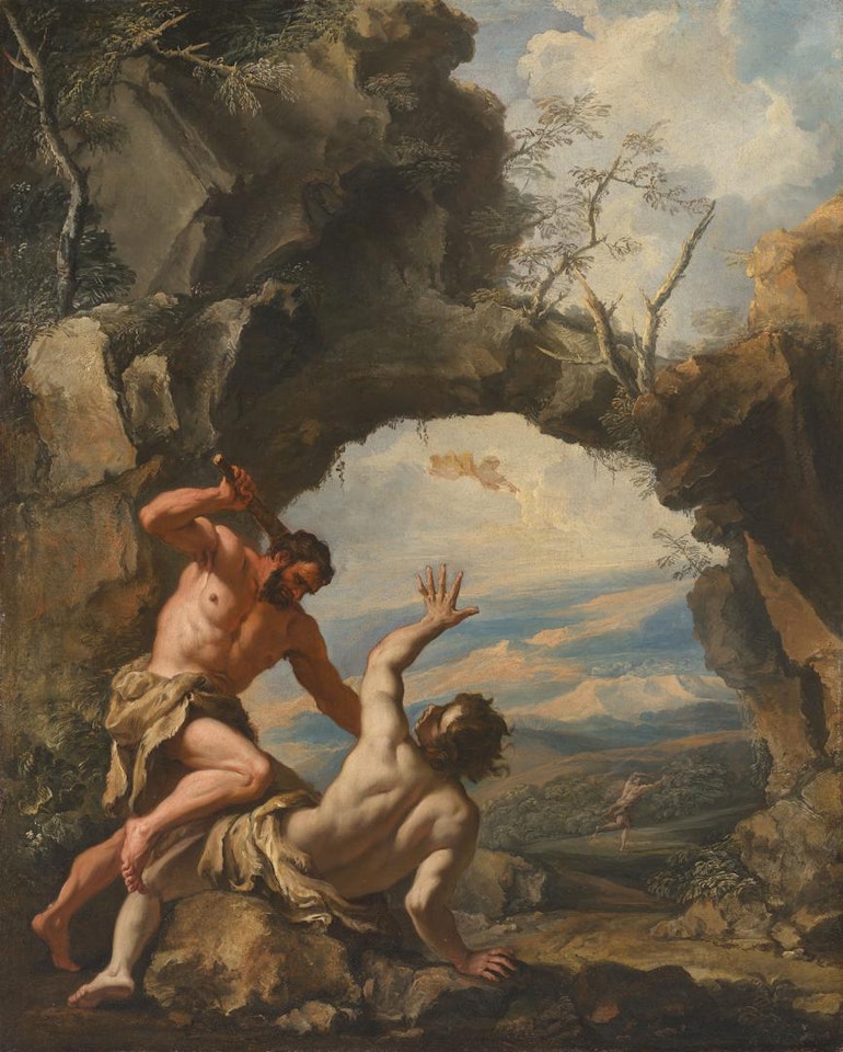 Cain smiting Abel with God's Expulsion of Cain from the Garden of Eden by Sebastiano Ricci