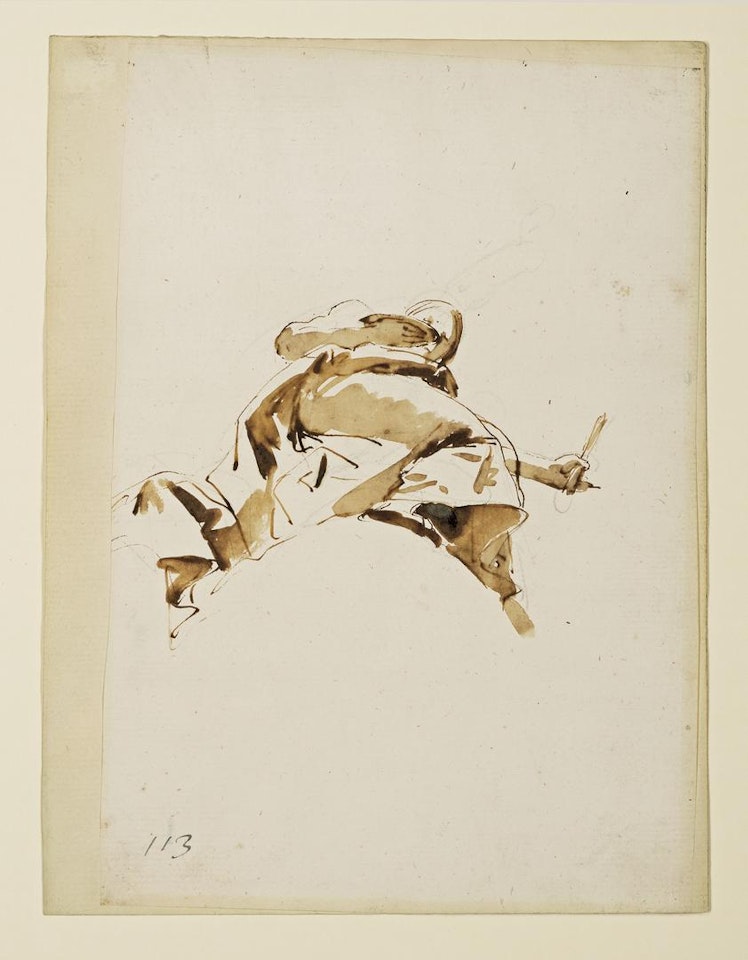 Femme tenant un plateau et un pinceau vue da sotto in su by Giovanni Battista Tiepolo