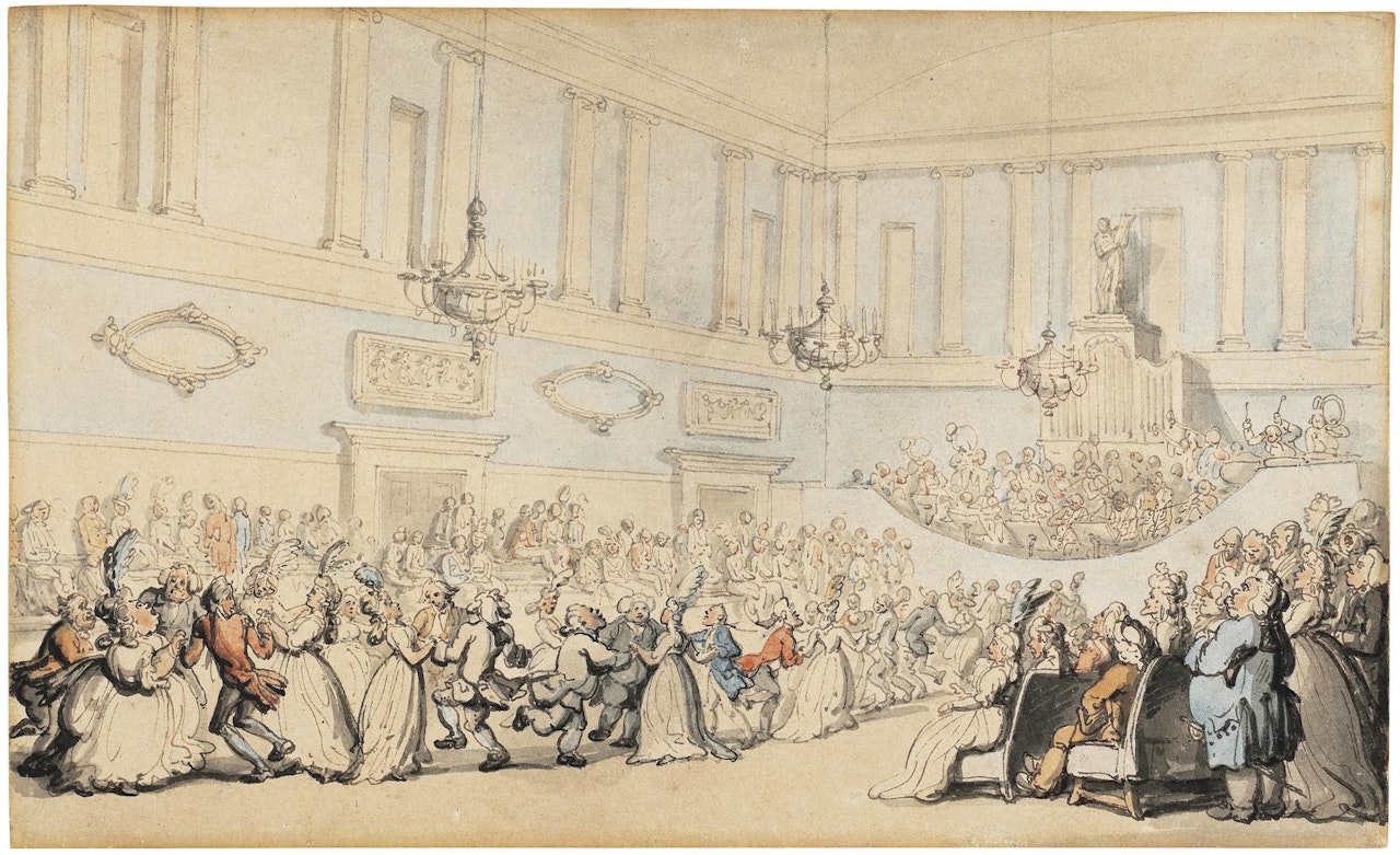 The Comforts of Bath - The Ball: figures attending a concert in an Assembly Room by Thomas Rowlandson