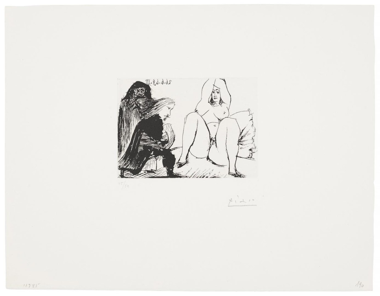 La Célestine, sa protégée, et un jeune gentilhomme, from La Série 347 by Pablo Picasso