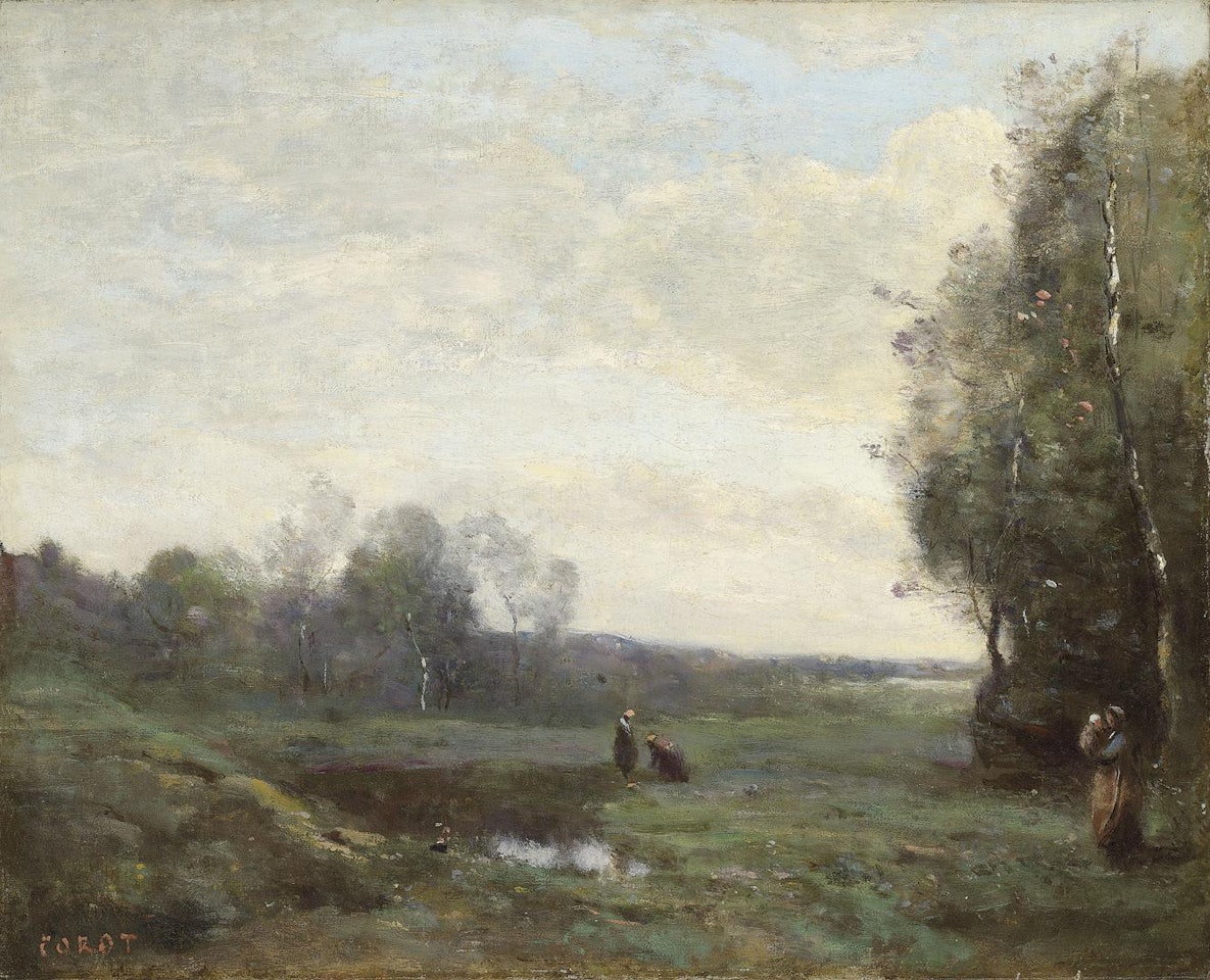 Trois paysannes dans une clairière by Jean Baptiste Camille Corot