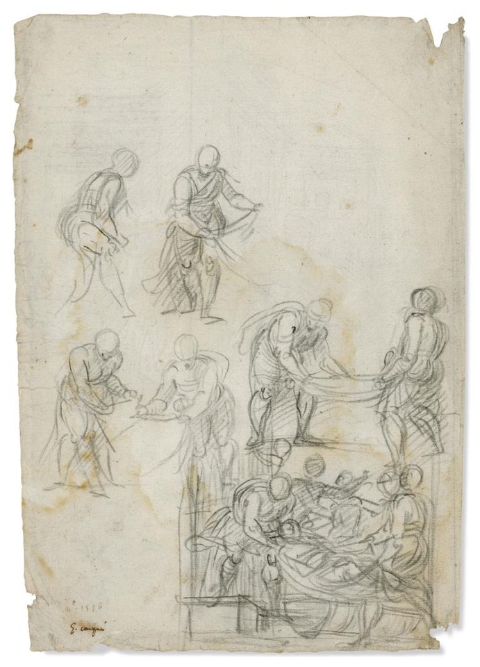 Studies for an Entombment (recto and verso) by Giulio Campi