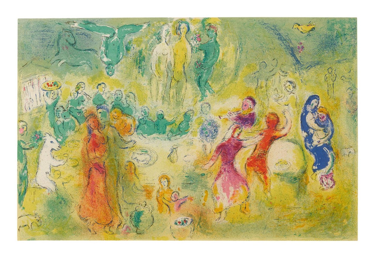 WEDDING FEAST IN THE NYMPHS' GROTTO (M. 348; SEE C. BKS. 46) by Marc Chagall
