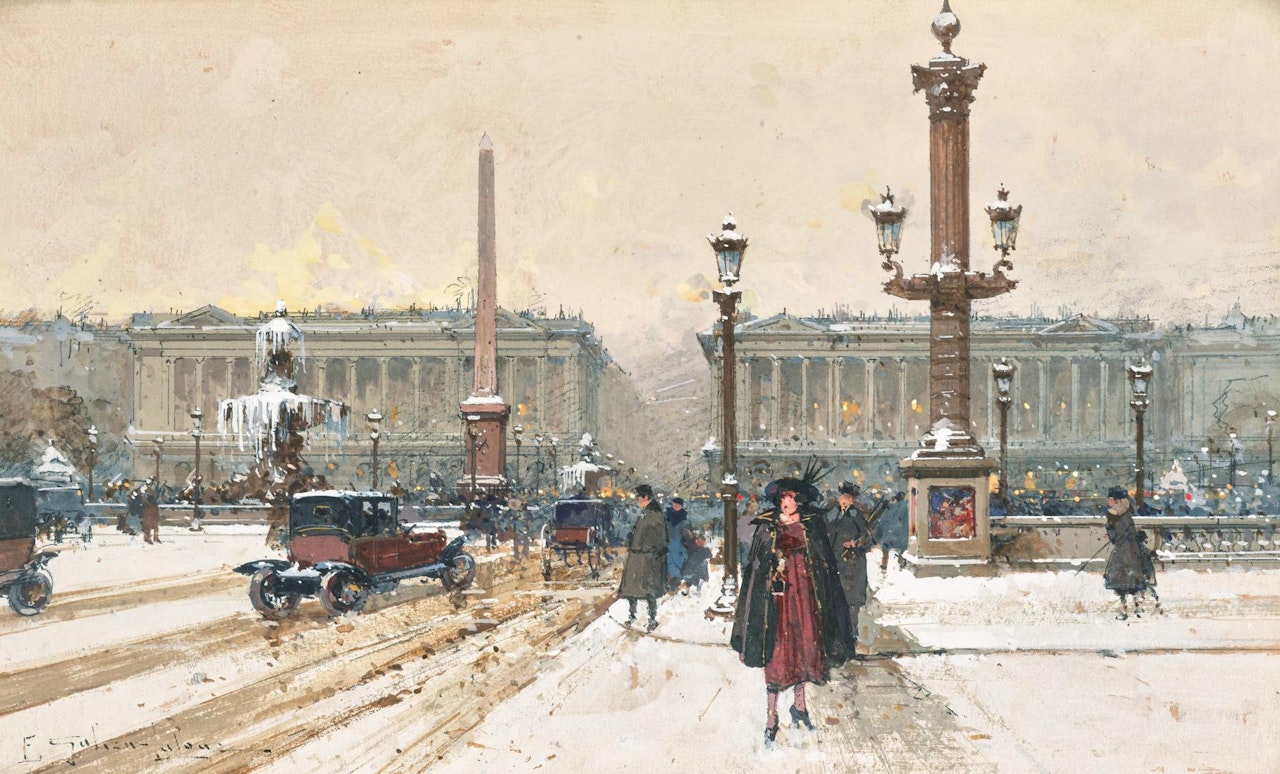 Place de la Concorde, Paris by Eugene Galien-Laloue