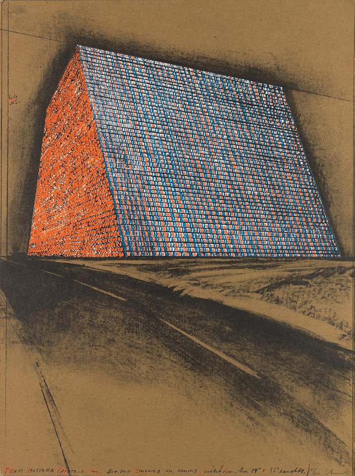 Texas Mastaba, Project For 500,000 Stacked Oil Drums by Christo