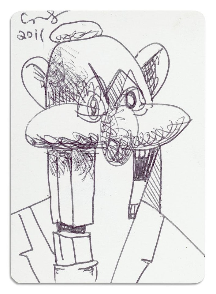 Untitled (Mental States Playing Card Drawing) by George Condo