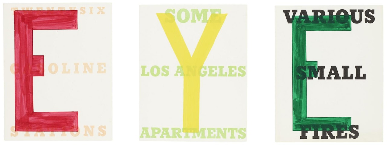 Vowel #54; Vowel #86; Vowel #59 by Ed Ruscha