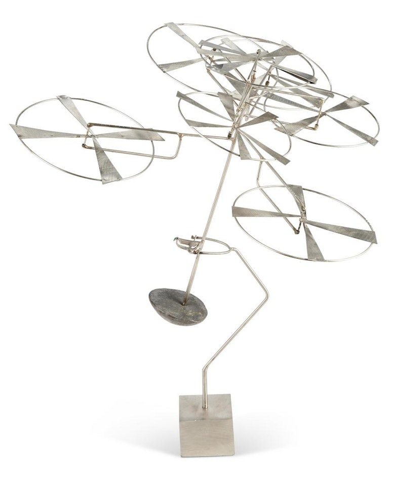 Seven Rotors with Gimbal and Counterweight by George Rickey