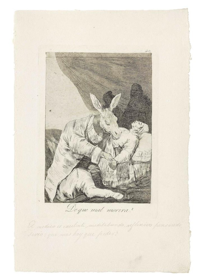 De quel mal morira?; Hasta la muerte, from Los Caprichos (Harris 75, 90) by Francisco José de Goya