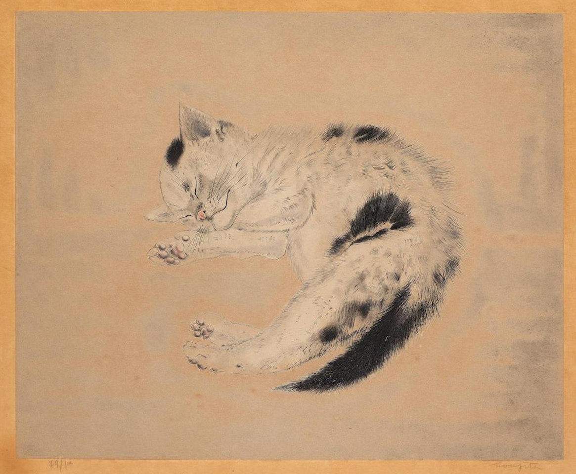 Sleeping Cat, from Les Chats (Buisson 29.200.10) by Leonard Tsuguharu Foujita