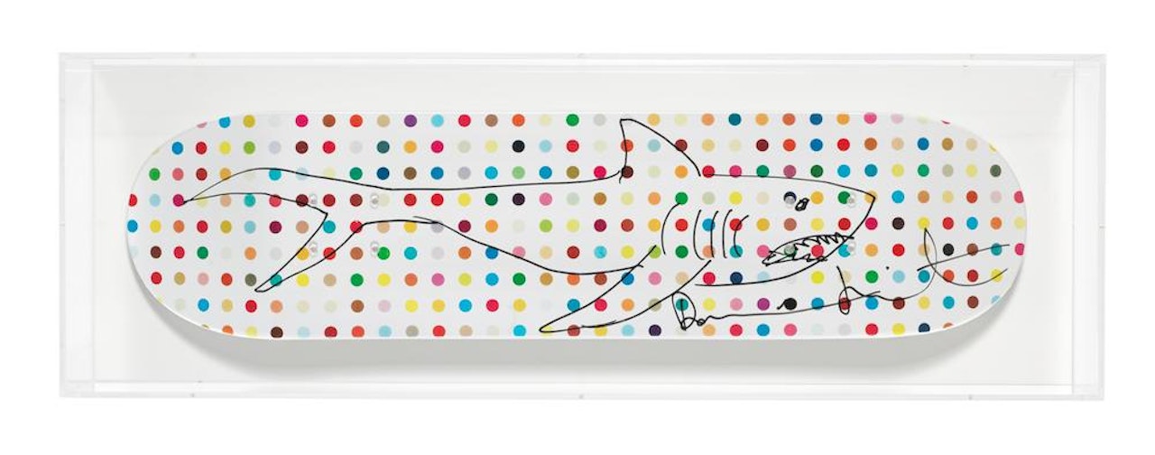 Shark on Skateboard Deck by Damien Hirst
