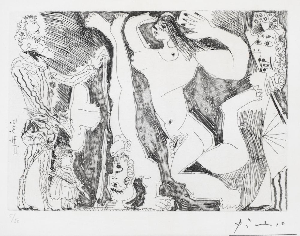 L'Acrobate avec femme, et spectateurs du XVIe siecle (Bloch 1928; Baer 1937) by Pablo Picasso