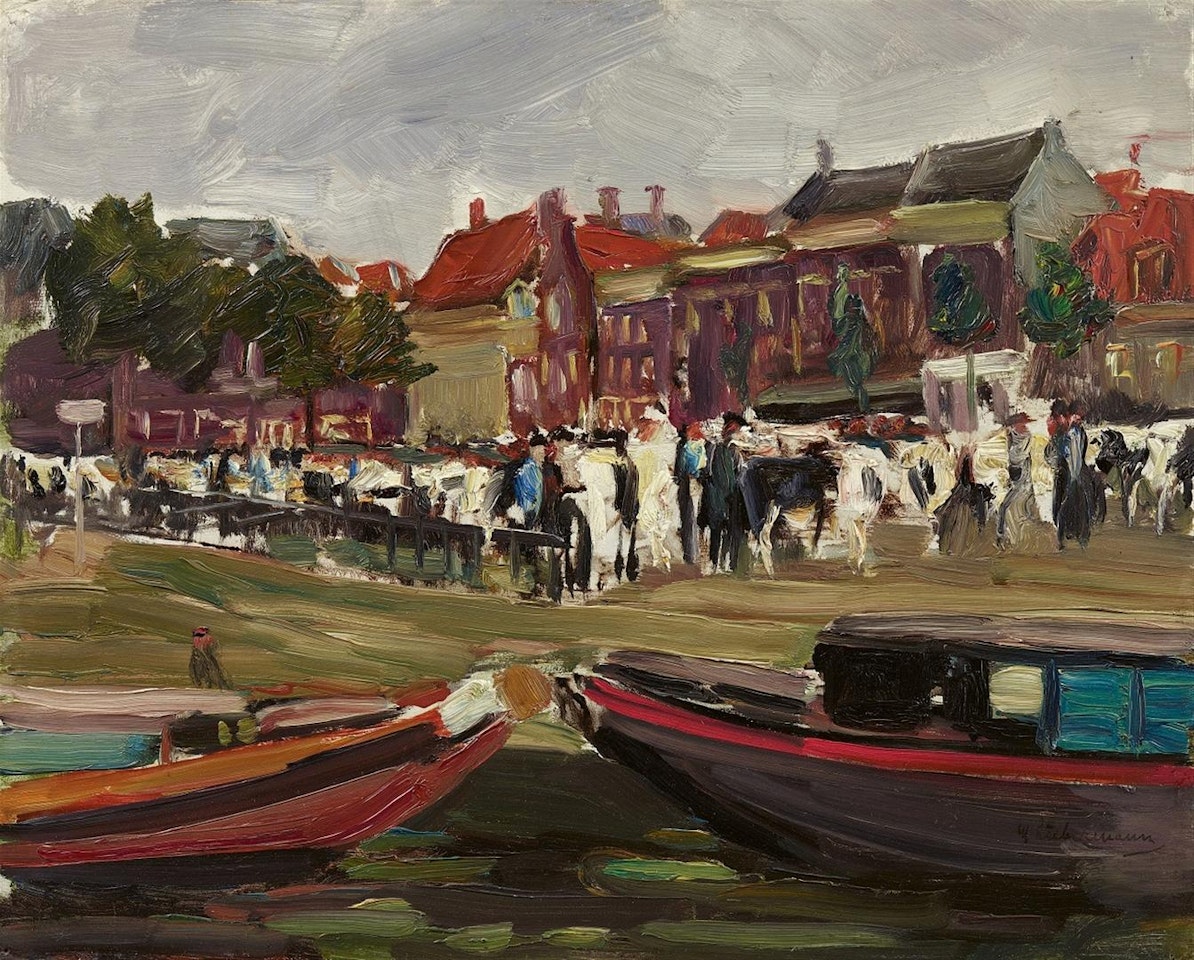 Studie zum "Rindermarkt in Leiden" by Max Liebermann