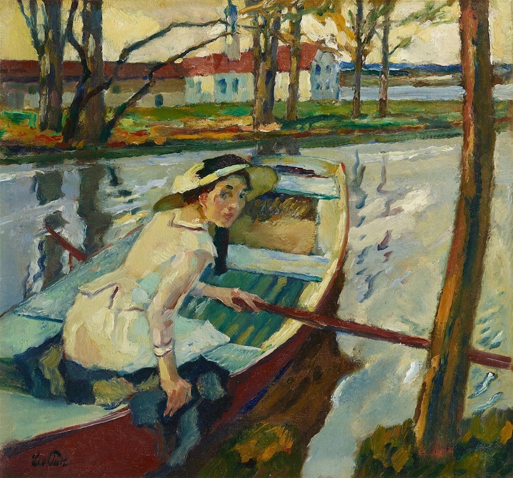 Mädchen im Ruderboot by Leo Putz