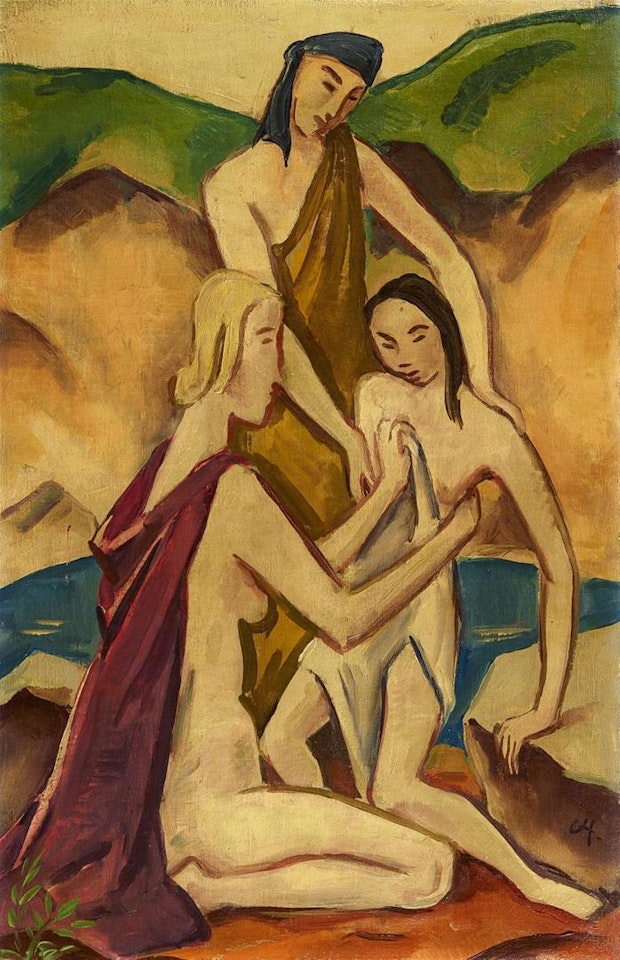 Figurengruppe in Berglandschaft by Karl Hofer