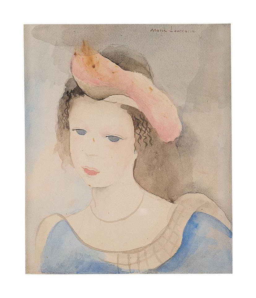 JEUNE FILLE AU CHAPEAU BICOLORE by Marie Laurencin