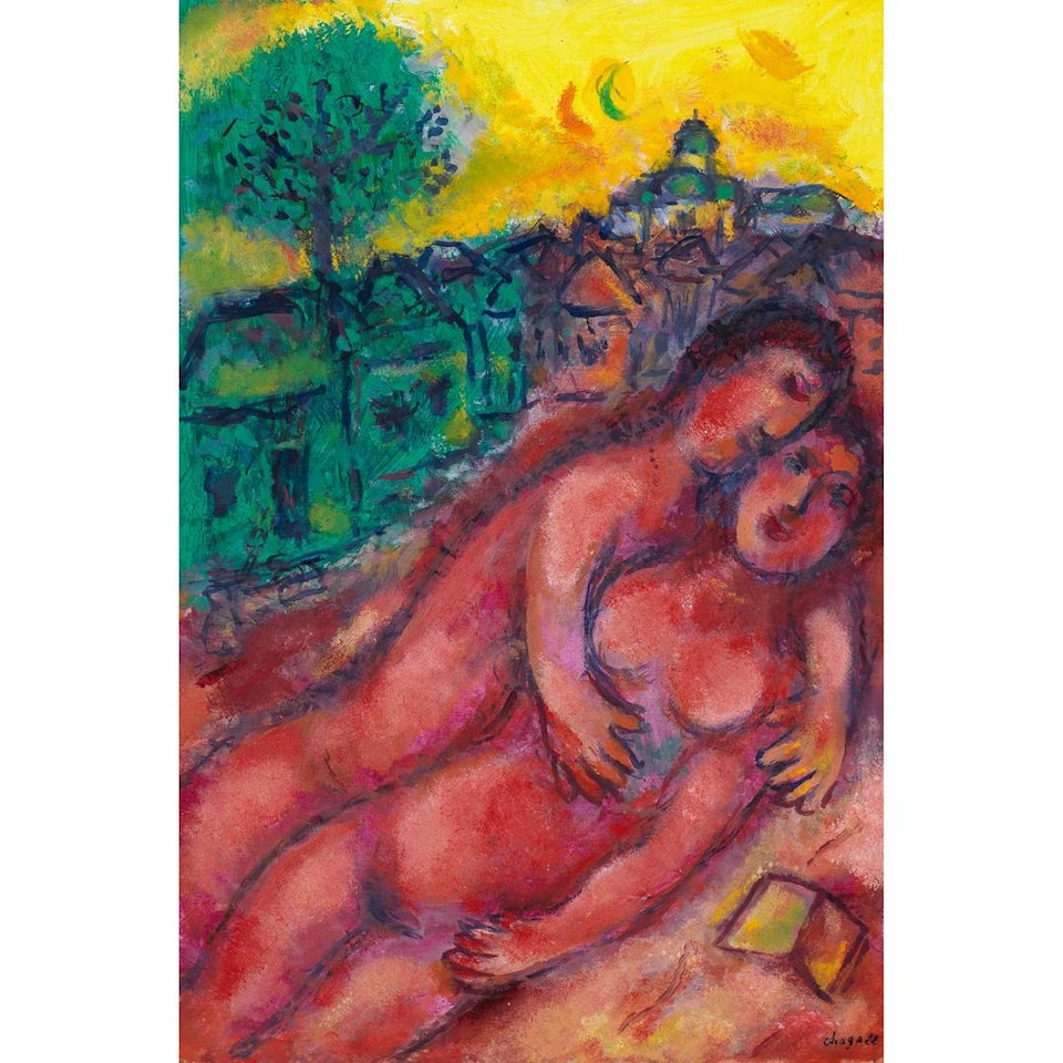 Couple en rouge by Marc Chagall