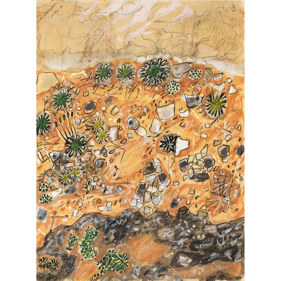 Chaussée dégradée au pied du mur (Chemin conduisant à la villa "Les Roures") by Jean Dubuffet