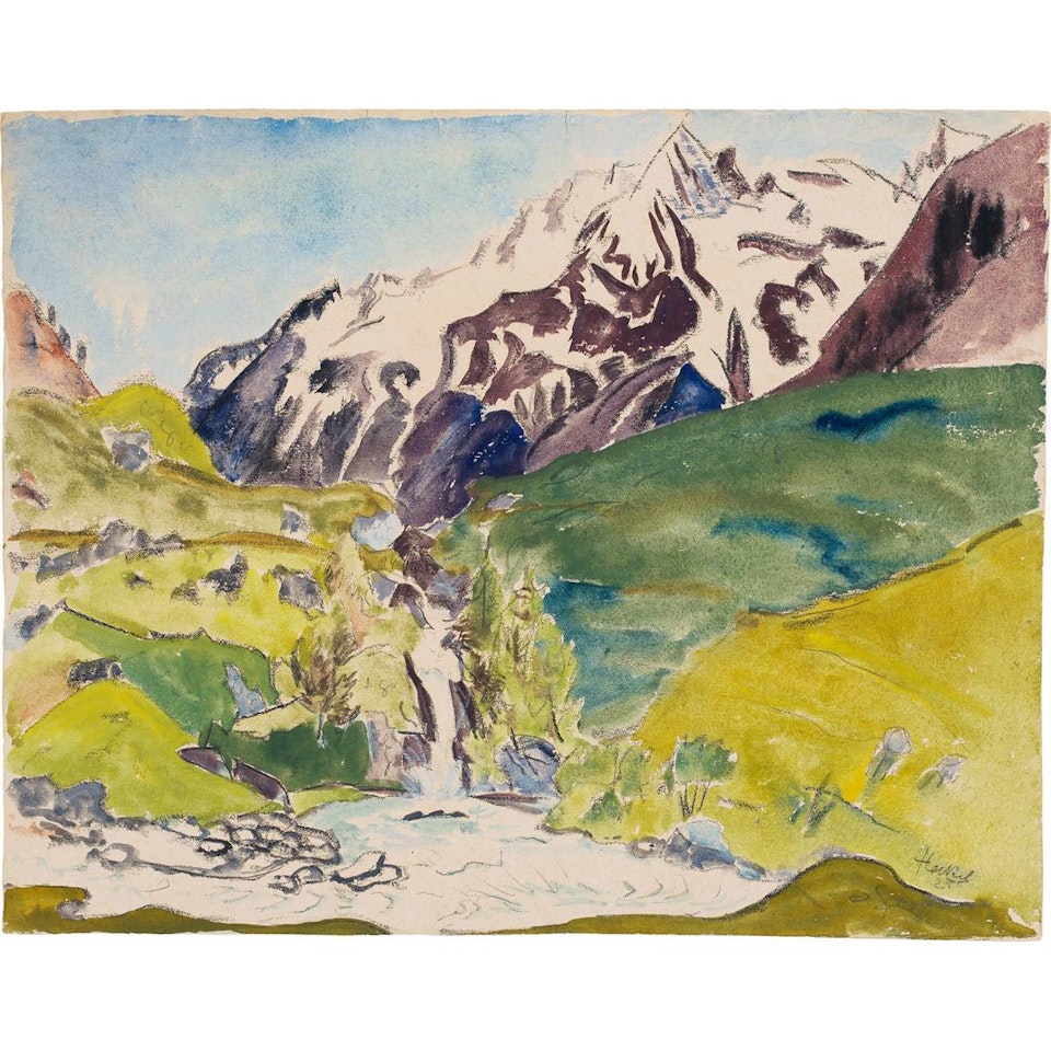 Wasserfall und Berge im Maggiatal  by Erich Heckel