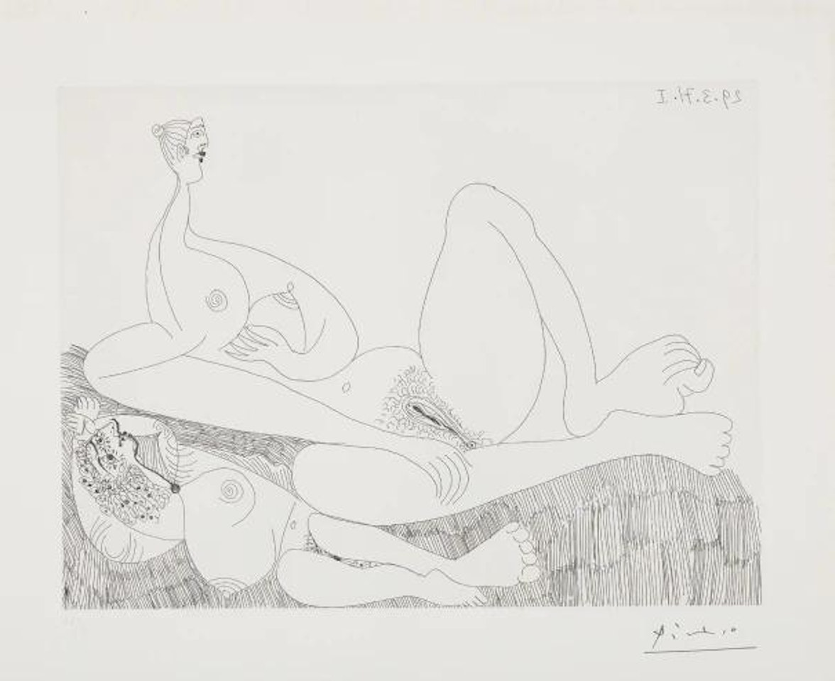 Repos. Deux filles nues (Two Nudes Resting), plate 97 from Séries 156 by Pablo Picasso