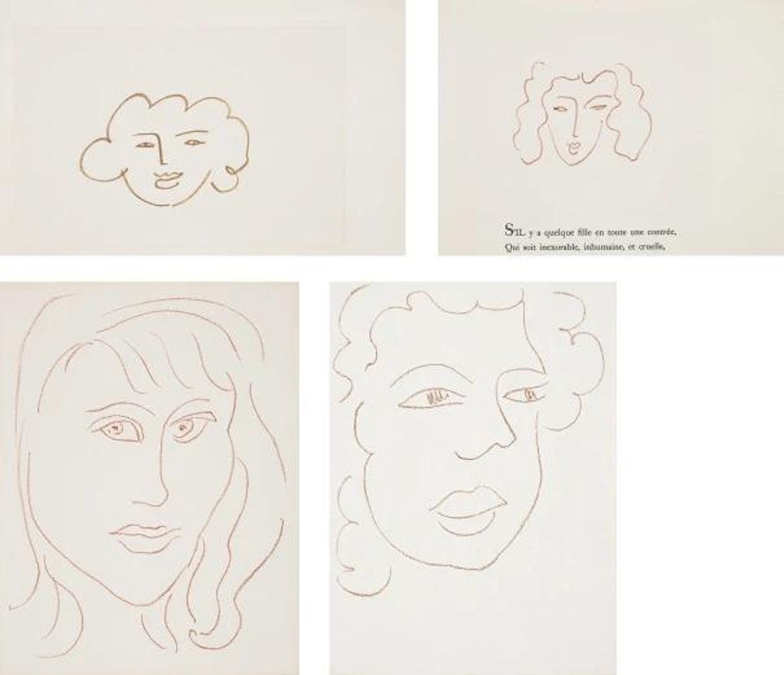 Florilège des amours de Ronsard (Anthology of Ronsard's Lovers): two plates; Visages (Faces): one plate; and Poésies antillaises (Caribbean poems): one plate by Henri Matisse
